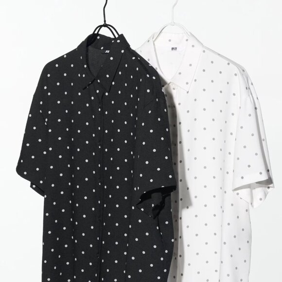 Uniqlo Black and White Polka Dot Rayon Blouse - Picture 2 of 4